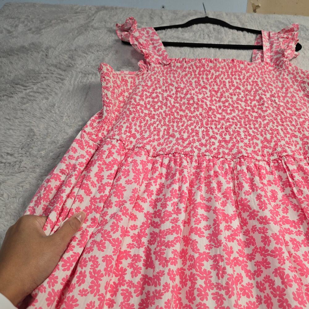 Women's Maxi Dress Plus Size 3X Pink Floral Smocked Cottagecore Tiered Pockets - Picture 5 of 10